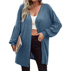 Damen Oversize Cardigan mit eleganten Puffärmeln