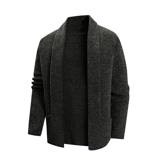 Herren modische Strickjacke mit offenem Kragen und praktischen Taschen R&B