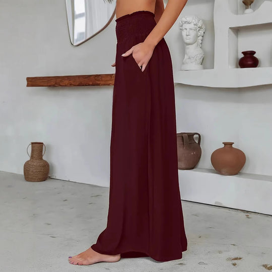 Damen Luftige Palazzo-Hose mit elastischem Bund R&B