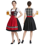 Damen nan traditionelles Dirndlkleid mit Schürze geschnürtem Mieder und kariertem Oberteil R&B
