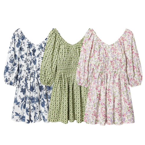 Damen Sommerkleid mit voluminösen Puffärmeln und elastischer Taillierung R&B