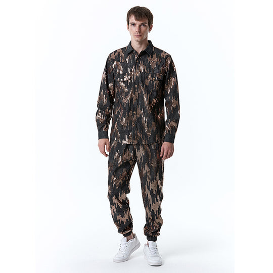 Herren Designer-Jogginganzug mit glitzerndem Muster R&B