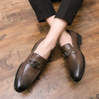 Herren Elegante Premium-Leder Mokassins mit dekorativem Riemen R&B