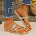 Damen komfortable Riemchen-Sandalen mit eleganter Glitzer-Applikation R&B
