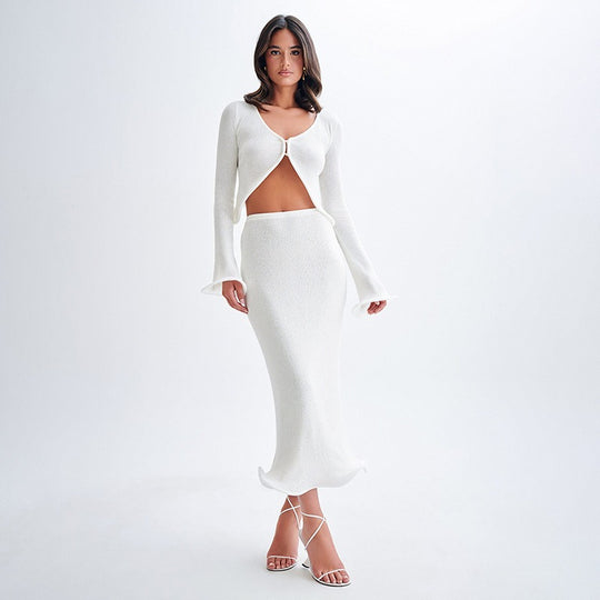 Damen festliches Ensemble mit enganliegendem Rock und elegantem Cardigan R&B
