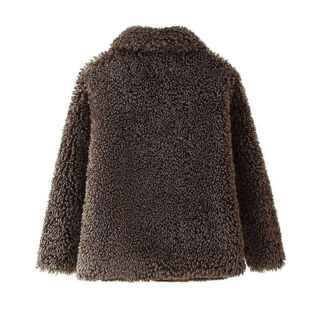 Damen Plüschjacke mit weichem Kunstfell und elegantem Kragen R&B