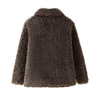 Damen Plüschjacke mit weichem Kunstfell und elegantem Kragen R&B