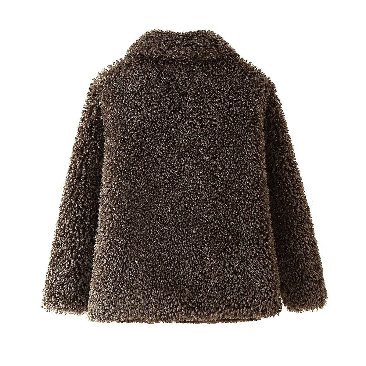 Damen Plüschjacke mit weichem Kunstfell und elegantem Kragen R&B