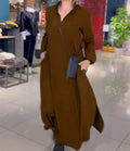 Damen Maxikleid mit praktischen Seitentaschen und modernem Hemdblusenkragen