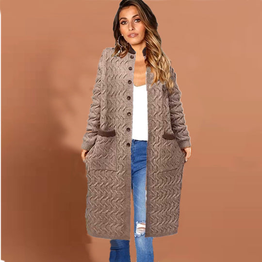 Damen Strickmantel mit tiefen Taschen und Knopfdetails R&B
