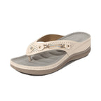 Damen trendige Wedge-Sandalen mit modischem Zierband und atmungsaktiver Fußbettung R&B