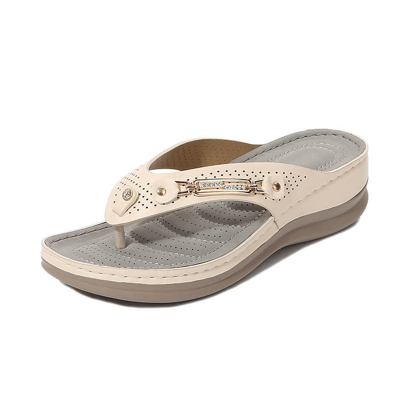 Damen trendige Wedge-Sandalen mit modischem Zierband und atmungsaktiver Fußbettung R&B