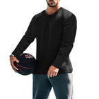 Herren Langärmliges T-Shirt mit Knopfleiste R&B