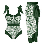 Damen Bikini-Set mit floralem Design und elegantem Überrock R&B
