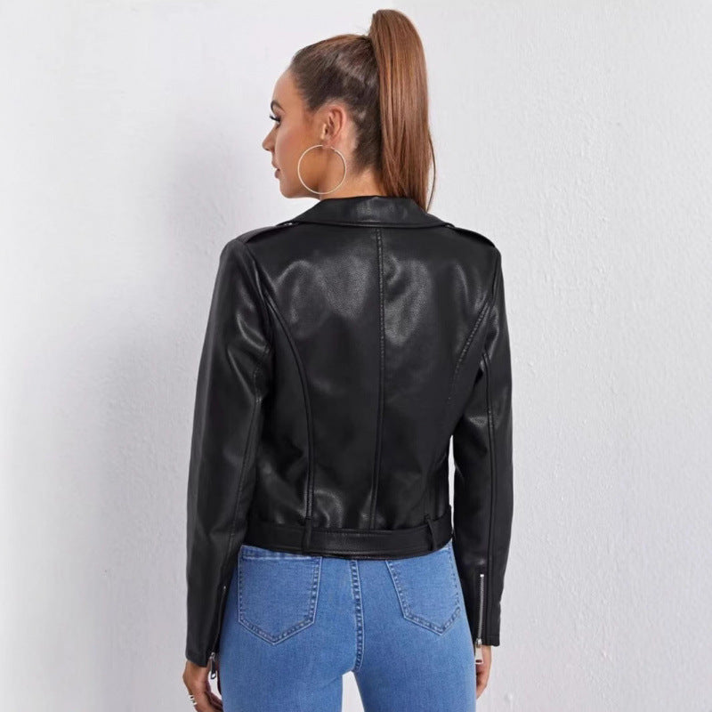 Damen Bikerjacke mit asymmetrischem Reißverschluss und Akzenten