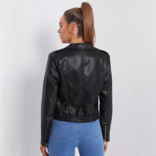 Damen Bikerjacke mit asymmetrischem Reißverschluss und Akzenten