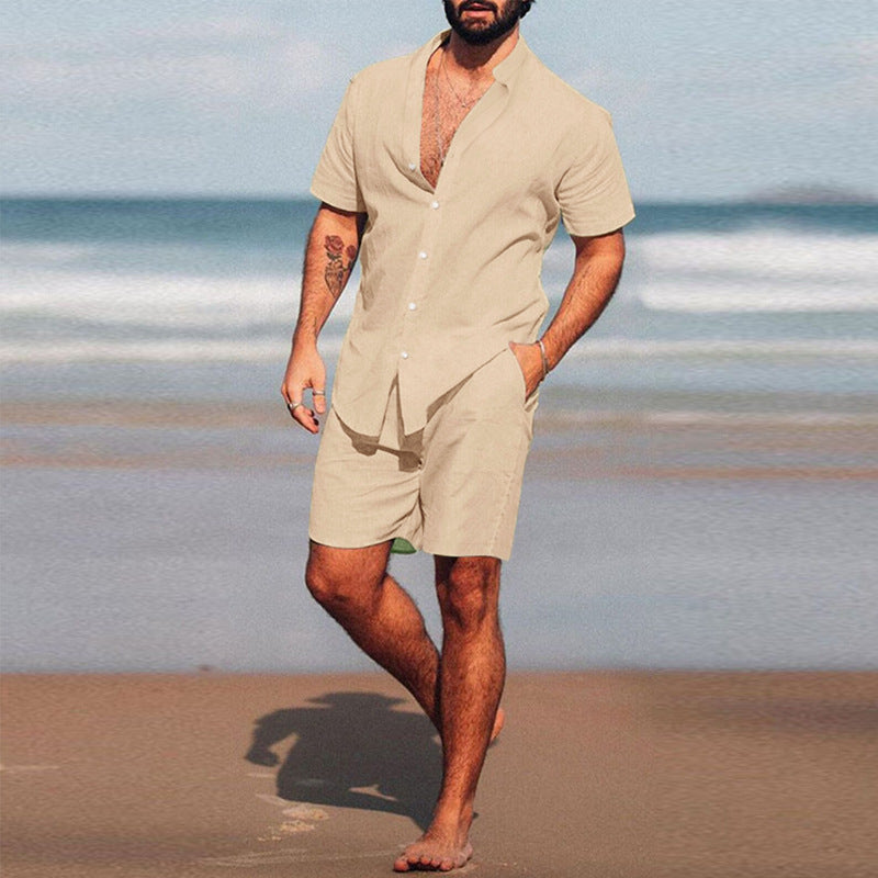 Herren lässiges Kurzarmhemd und Shorts Set R&B