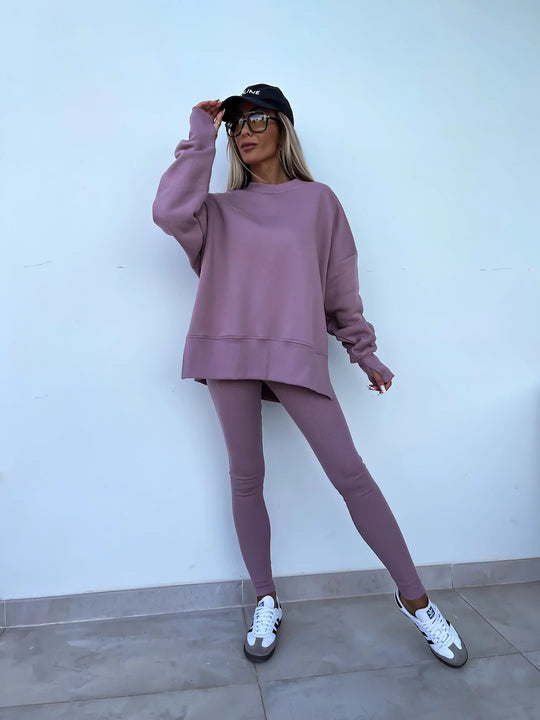 Damen lässiger Oversized-Sweater und leggings im Set R&B