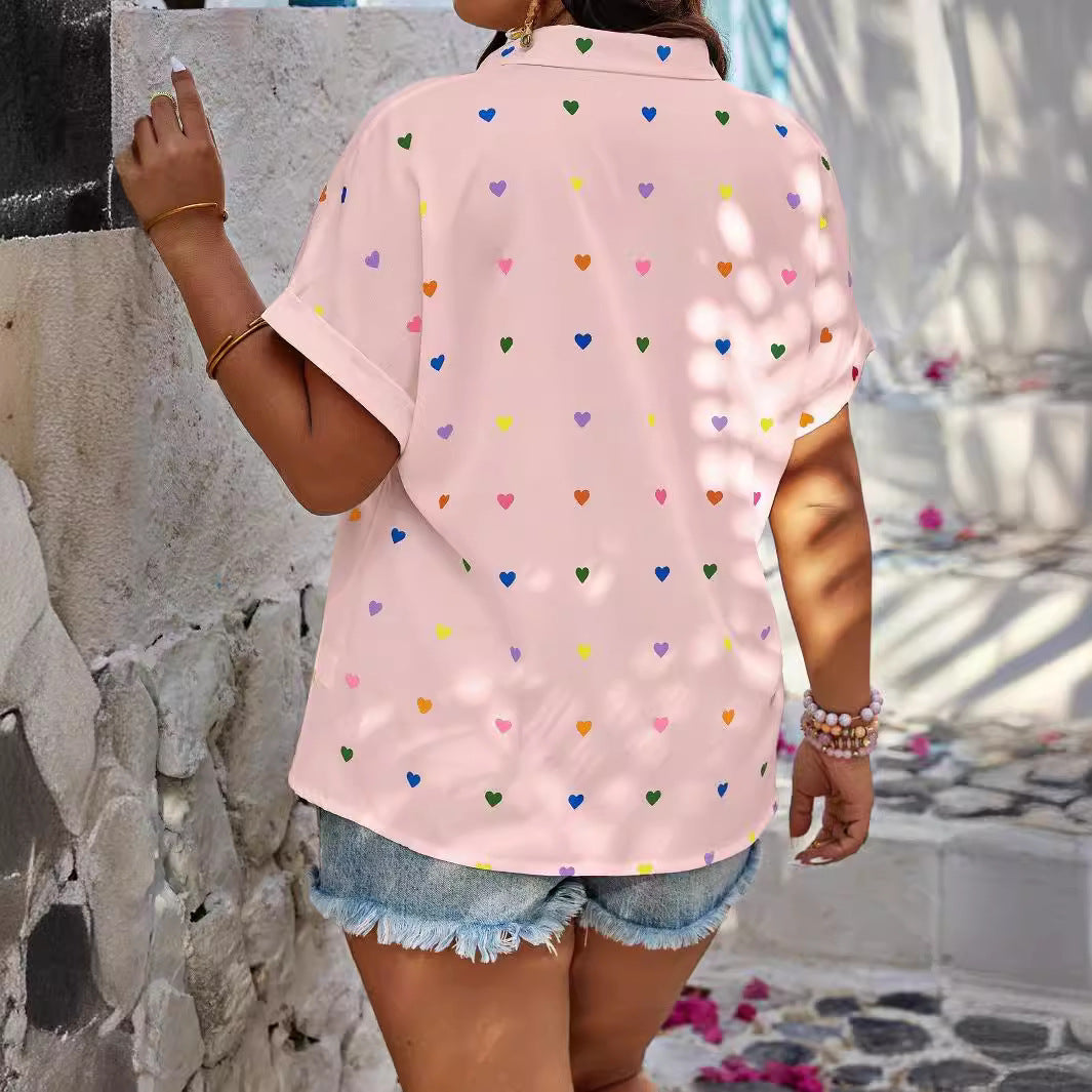 Damen Bluse mit buntem Herzmotiv R&B