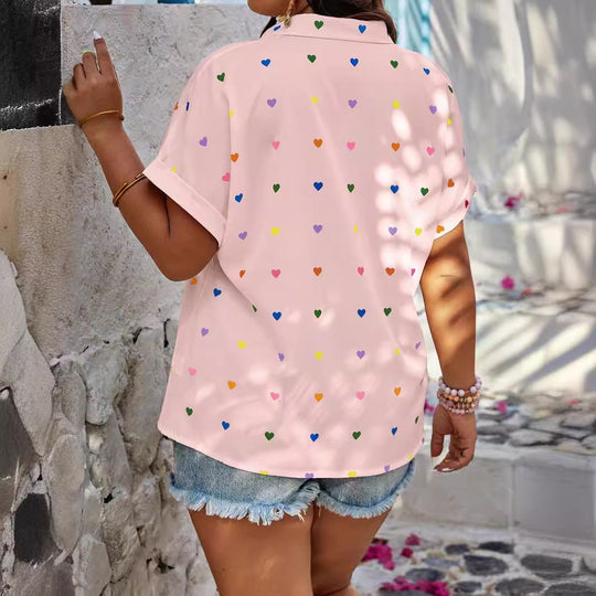 Damen Bluse mit buntem Herzmotiv R&B