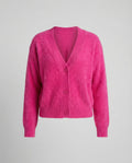 Damen Flauschiger V-Ausschnitt Cardigan mit Knopfdetail