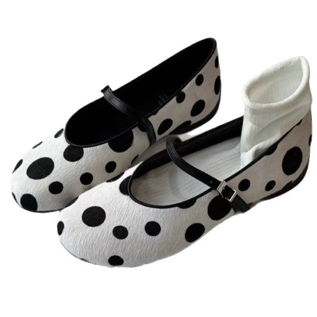 Damen Ballerinas mit modischem Punkten-Design und verstellbarem Riemchen R&B