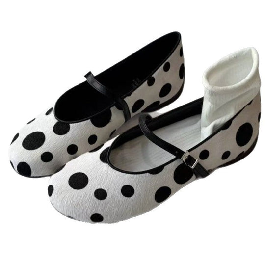 Damen Ballerinas mit modischem Punkten-Design und verstellbarem Riemchen R&B