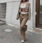 Damen weite Hochbundhose mit eleganten Falten R&B