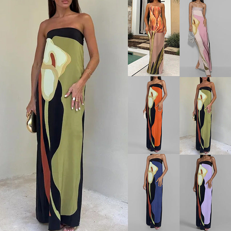 Damen Maxikleid mit elegantem Design und farbenfrohen Akzenten R&B