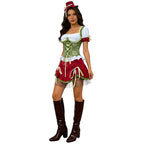 Damen nan kurzes Dirndl Trachtenkleid mit Schnürcorsage, Spitzenkragen und gerafftem Rock R&B