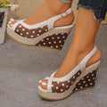 Damen Wedge-Sandalen mit verspieltem Punkte-Design und komfortablem Fußbett