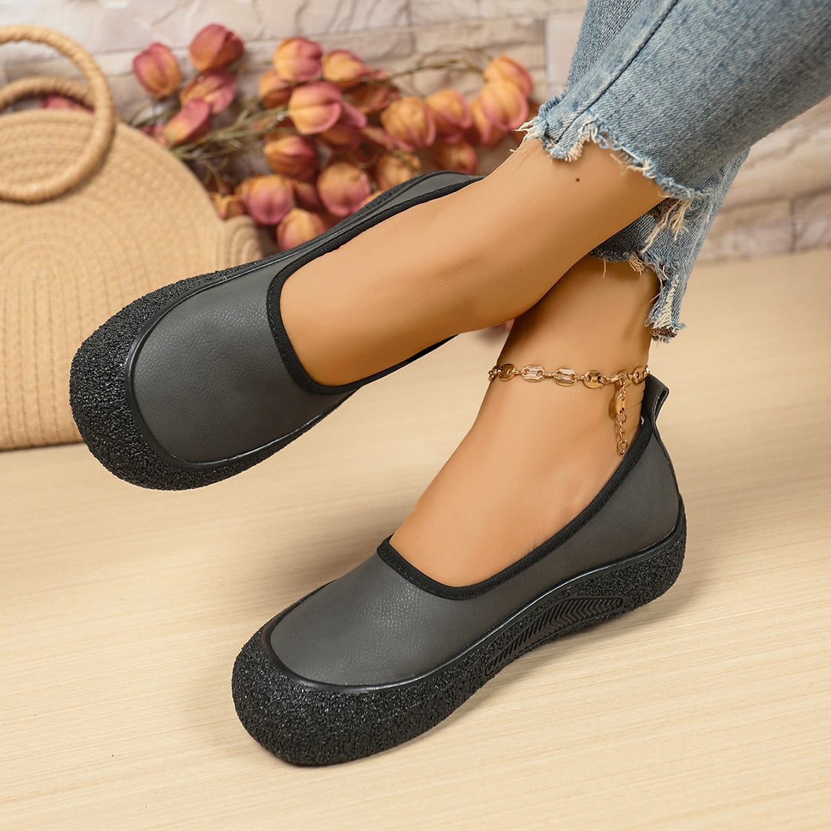 Damen bequeme Slip-On Schuhe mit rutschfester Sohle
