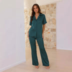 Damen Satin Schlafanzug-Set mit elegantem Schnitt und bequemen Details R&B