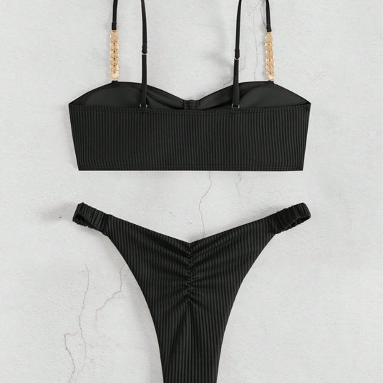 Damen Bustier-Bikini mit elegantem Schleifen-Design und modischen Akzenten R&B