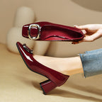 Damen elegante Plateau-Pumps mit modischer quadratischer Schnalle
