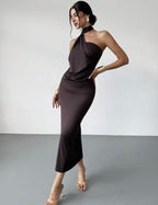 Damen Elegantes Wickelkleid mit verführerischem Halterneck-Design R&B