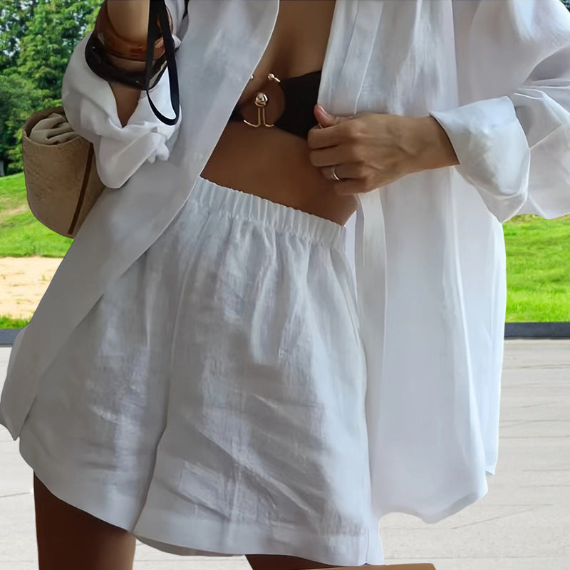 Damen Oversized Hemdblusenkleid mit langen Ärmeln und asymmetrischem Schnitt R&B