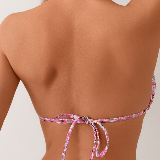 Damen Triangel-Bikini mit verstellbarem Bindeband und femininem Blütenmuster R&B