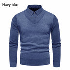 Herren V-Ausschnitt Pullover mit Hemdkragen