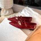 Damen Ballerina-Schuhe mit verspieltem Schleifendetail und eleganter Lackoberfläche