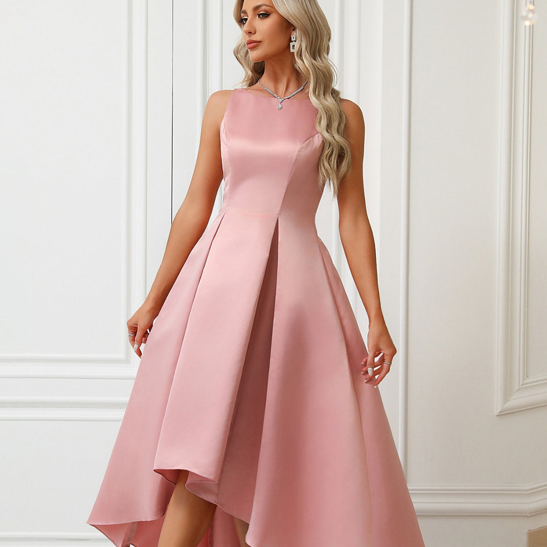 Damen Asymmetrisches Abendkleid aus satin mit Faltenwurf R&B