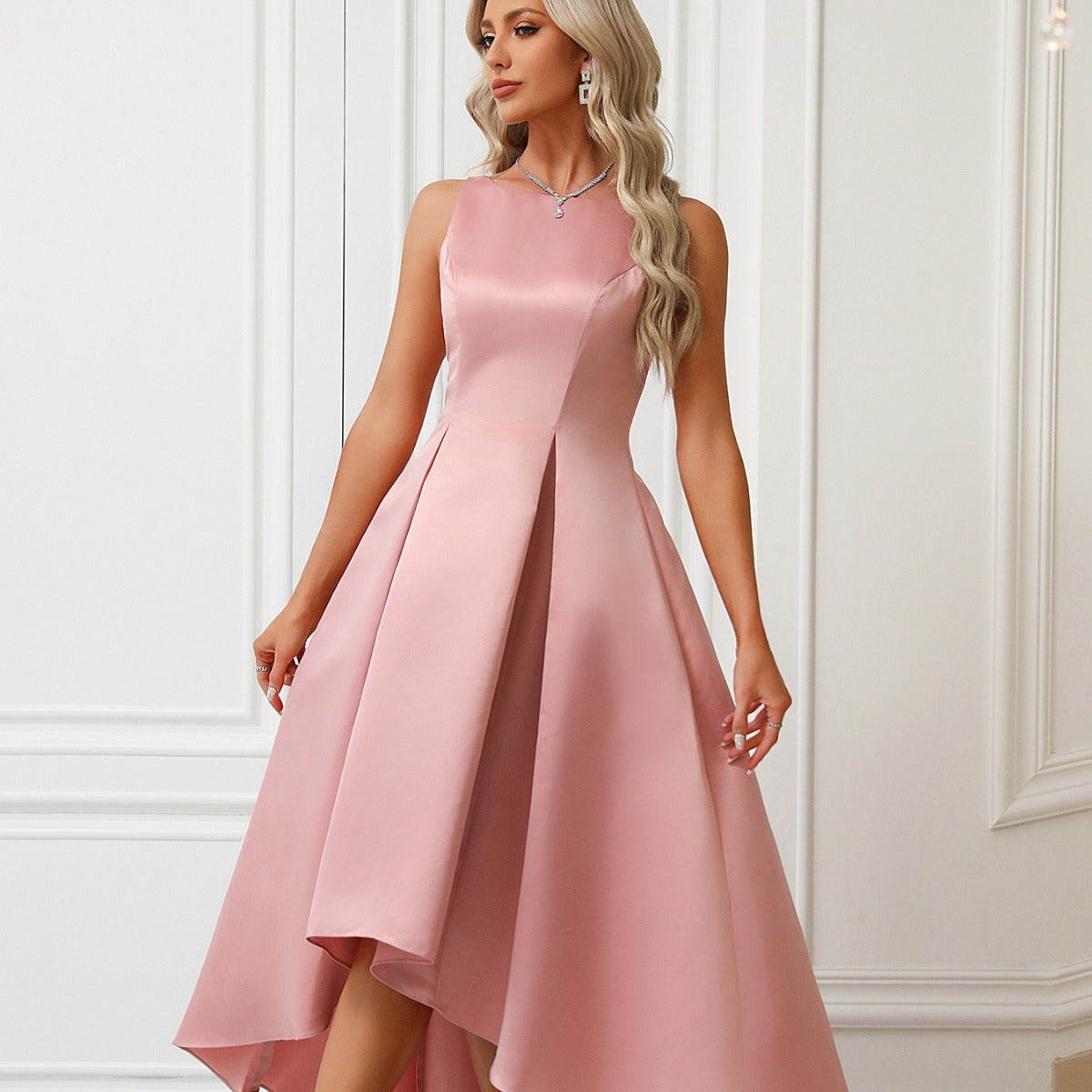Damen Asymmetrisches Abendkleid aus satin mit Faltenwurf R&B