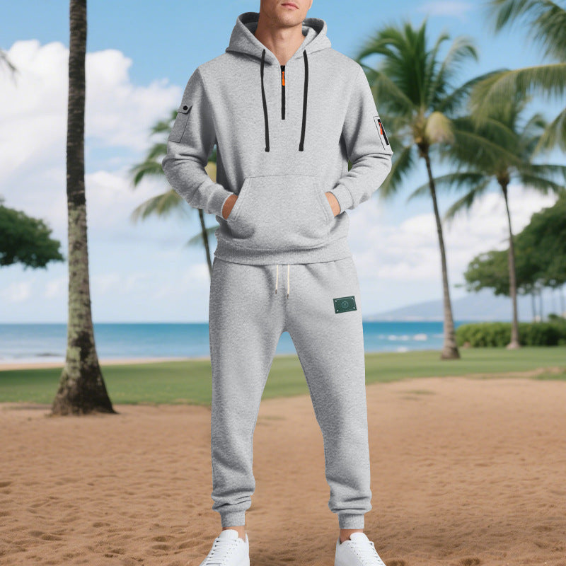 Herren Sportliches Hoodie- und Jogginganzug-Set mit atmungsaktiven Eigenschaften und praktischen Taschen R&B