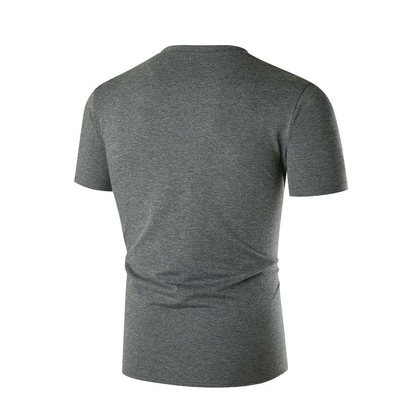 Herren V-Ausschnitt T-Shirt mit Brusttasche und figurbetonter Passform
