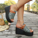 Damen Wedge-Sandaletten mit animalischem Design und komfortablem Fußbett R&B