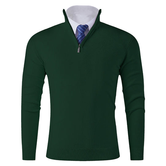Herren eleganter Stehkragenpullover mit Reißverschluss R&B
