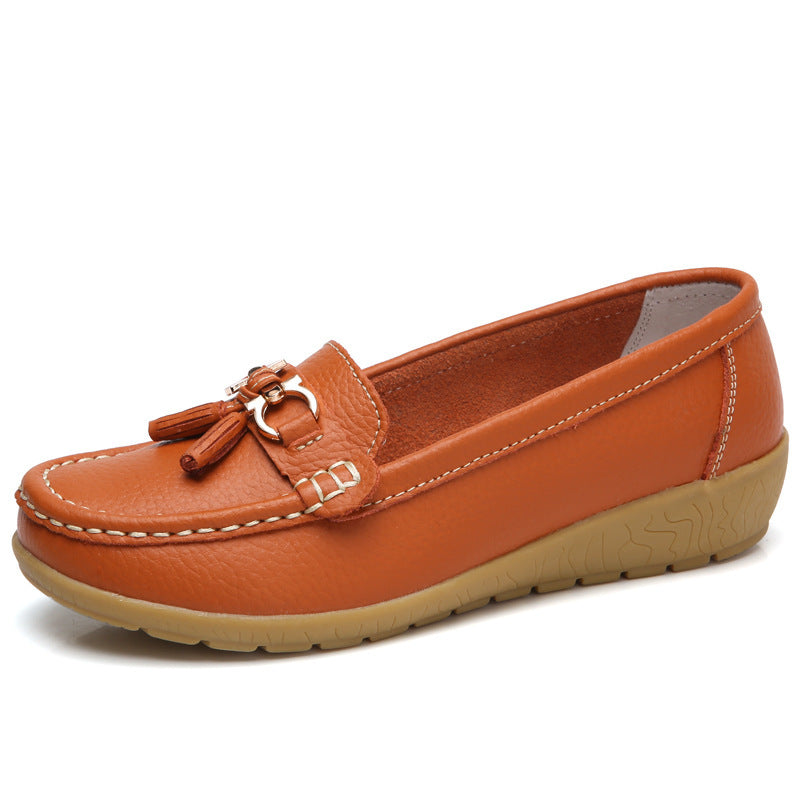 Damen nan klassische Tassel-Mokassin aus genarbtem Kunstleder mit gepolstertem Komfortfußbett und flexibler Keilsohle R&B