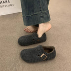 Damen Filz Clogs mit modischem Riemchen und bequemem Fußbett R&B