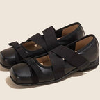 Damen Ballerinas mit elastischen Kreuzriemen und bequemem Lederobermaterial R&B