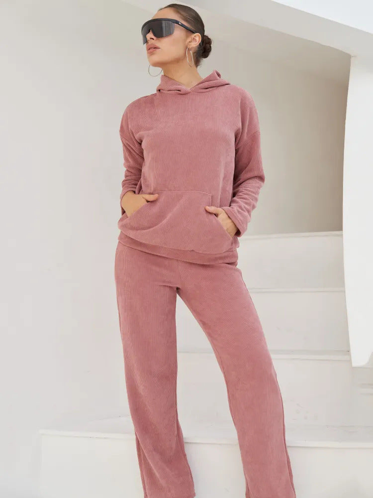 Damen bequemer Kapuzenpullover mit passender Jogginghose R&B